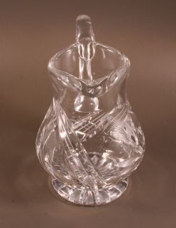  Cut Glass Crystal Etched WHEAT Creamer and Covered Sugar Bowl LOVELY