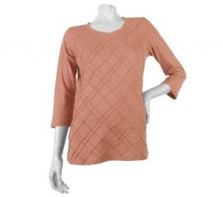 Liz Claiborne New York 3/4 Sleeve Pintuck Pattern T shirt   A216019