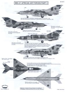 Berna Decals 1 48 Mikoyan MIG 21 Fishbed Fighter African Air Forces