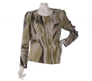 Linea by Louis DellOlio Printed Blouse with Back Zipper Closure