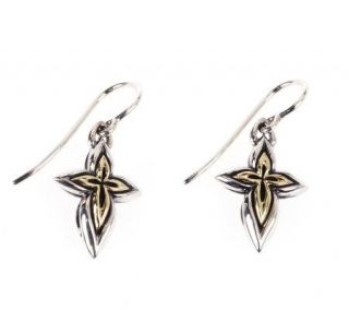 Ann King Sterling & 18K Lily Fleur Petite Cross Earrings —