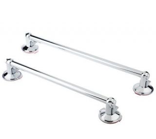 Instant Mount Set of 2 Polished Stainless Steel Towel Bars —