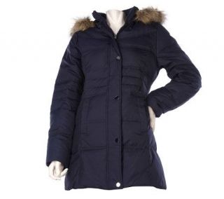 Centigrade Down Walker Coat with Snap Front & Removable Hood   A218835