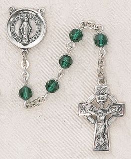 Christian Catholic Swarovski™ Irish Celtic Emerald Sterling Silver