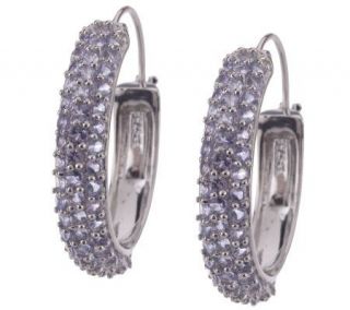 Sterling 3.00 ct tw Tanzanite Pave Hoop Earrings   J158409