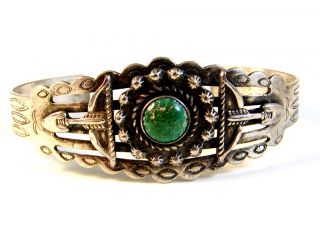  Sanford Native American Sterling Silver Turquoise Cuff Bracelet