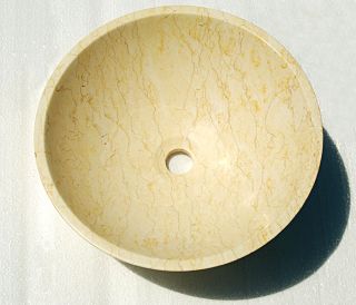 Crema Marfil Marble Natural Stone Bowl Bathroom Vessel Sink Round