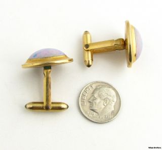 Simulated Opal Cuff Links   Oval Face Vintage Mens Fashion Estate