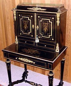 Antique French Desk Napoleon III Signed Cremer Inlay