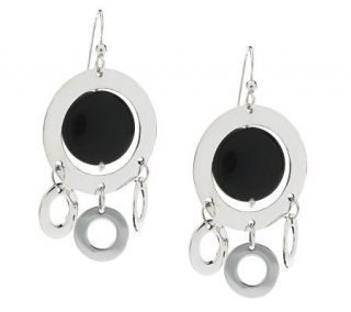 Dominique Dinouart Sterling Hammered Onyx Drop Earrings —
