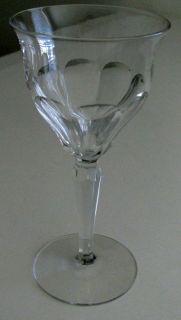Pretty Crystal Water Glasses Goblets w Cut Panels Multi Sided Stem 9