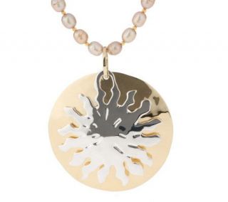 RLM Studio Sterling & Brass Sun Medallion on Bronze Pearls —
