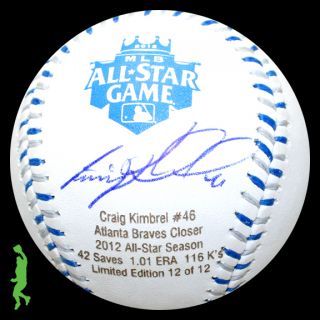 Craig Kimbrel Signed Auto Rawlings 2012 All Star Game Baseball Ball