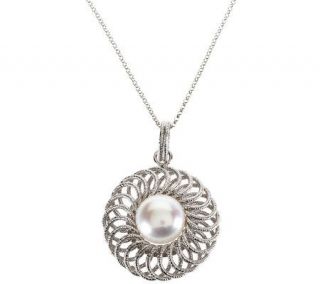 Honora Cultured Pearl 12.0mm Button Pendant with 18 Sterling Chain 