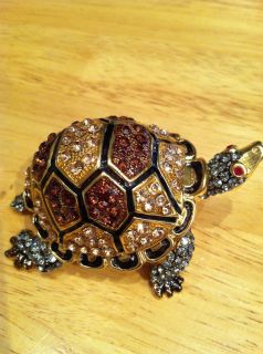 Swarovski Crystal RUCINNI Turtle Trinket Box Hinged Figurine Stunning