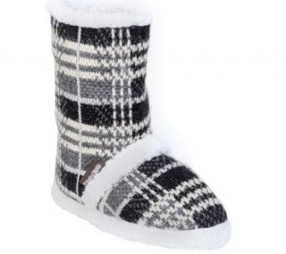 MUK LUKS Plaid Knit Sherpa Boot with Memory Foam —