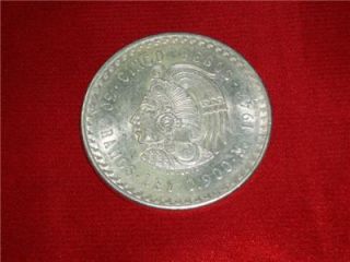 1948 Cuauhtemoc 90 Silver Aztec Ruler Cinco Pesos Mexico Ace 12