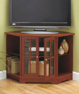 Traditional Media Storage or Corner TV Stand in Natural Color