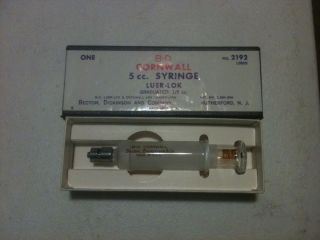 Collectible B D Cornwall 5cc Glass Syringe