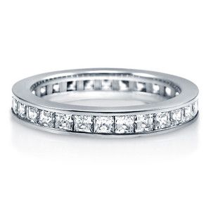 PRINCESS CUBIC ZIRCONIA STERLING SILVER CHANNEL SET FULL ETERNITY RING