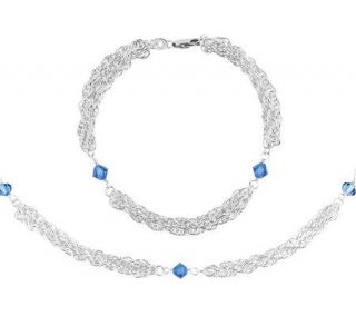 Sterling Multi strand Chain Bracelet & NecklaceSet   J306083