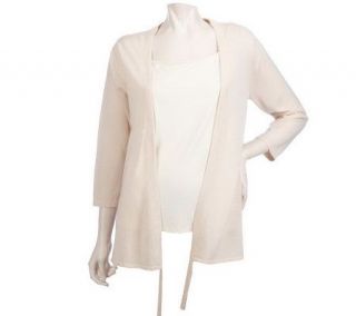 LOGO by Lori Goldstein Cardigan with Adjustable Pull Detail   A213890