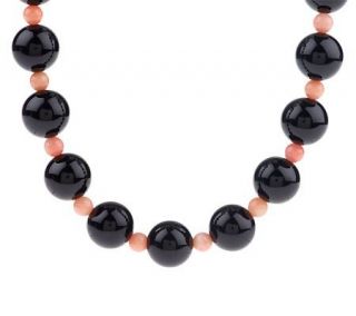 Lee Sands Round Gemstone and Bamboo Coral 18 Adj Necklace   J141351