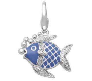 Affinity Diamond Sterling 1/10 ct tw EnamelFish Charm —