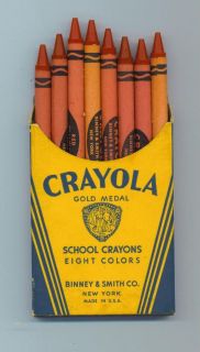 Vintage 1950s 8 Crayola Crayons by Binney Smith Red