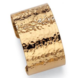 14k gold plated hammered style cuff bracelet
