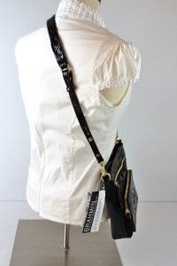  Brahmin Cleo Black Glossy Melbourne Croco Small Crossbody Bag