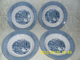 Currier & Ives Early Winter Soup Bowls set of 4 by Royal China FREE