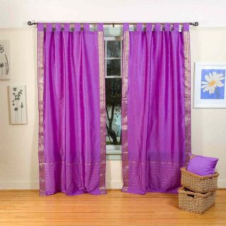 Lavender Tab Top Sari Curtains Drapes Panels Pair