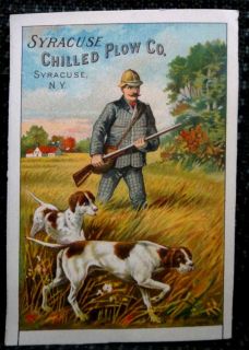 Antique Victorian Trade Card Syracuse NY Chilled Plow Co Man w