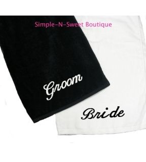  Custom Embroidered Bride & Groom Beach Towel Set Wedding Gift Idea