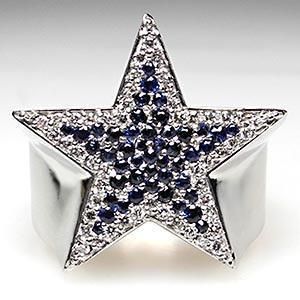   Diamond Sapphire Players Ring Platinum Custom Heavy Mens Jewelry