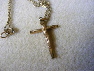 Creed 1 20 12K Gold Tone Crucifix Cross Pendant Necklace Vintage