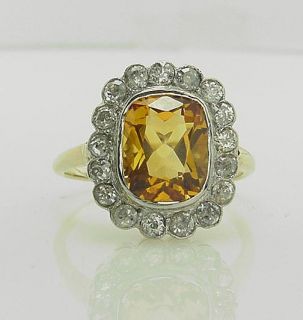 Amazing Antique Victorian Citrine Rose Cut Diamond Ring