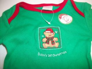Cutie Pie Babys First 1st Christmas Onesie Bodysuit w Hat Infant 3 6