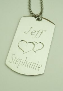 Personalized Dog Tag Necklace Custom Heart Silver Pendant Free