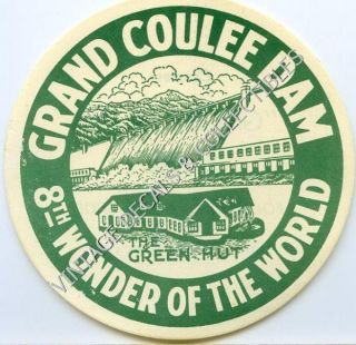 Vintage Grand Coulee Dam Washington Green Hut Souvenir State Travel