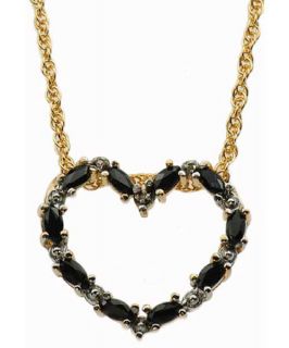Gold Vermeil Marquise Sapphire Heart Pendant Necklace