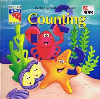 counting with one number on each two page spread showing 1 whale 2
