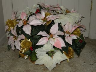 Silk Floral Flower Arrangement Centerpiece  Pink Gold Christmas