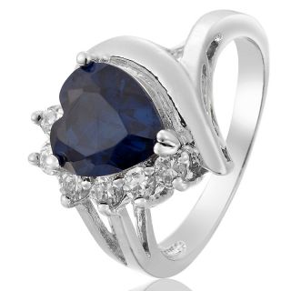 Heart Cut Navy Blue Sapphire Topaz Ring Women Dress Jewelry 7 O