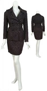 Cynthia Rowley Versatile Black Wool Silk Brocade Belted Jacket Skirt