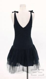 Cynthia Rowley Blue & Black Tulle V Neck Mini Dress Size Medium