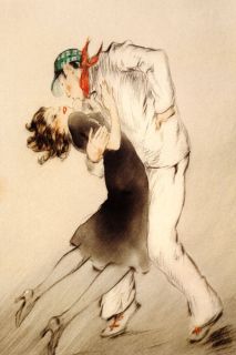 Couple Dance Tango by Louis Icart Vintage Repro Poster