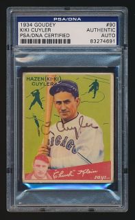 Signed 1934 Goudey Card Kiki Cuyler Cubs PSA DNA Authentic