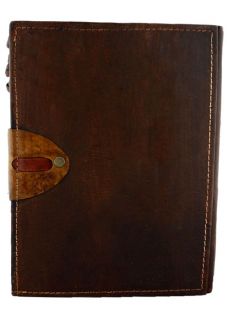3D Scarfed Woman Sculpture Brown Leather Bound Journal Notebook Diary